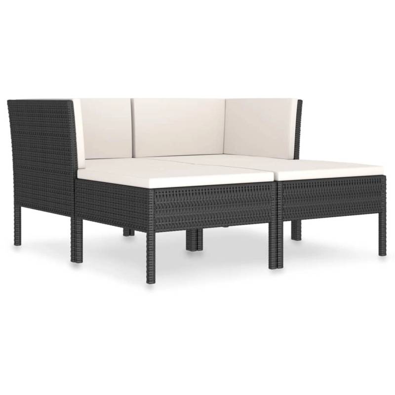 vidaXL 4-tlg Garten-Lounge-Set mit Auflagen Poly Rattan Schwarz Modell 1 von VIDAXL