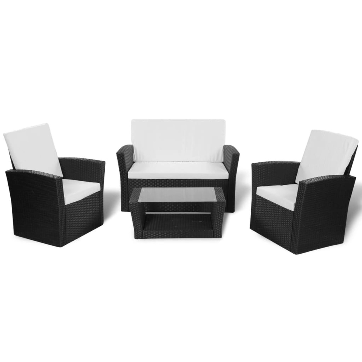 vidaXL 4-tlg Garten-Lounge-Set mit Auflagen Poly Rattan Schwarz Modell 10 vidaXL 4-tlg Garten-Lounge-Set mit Auflagen Poly Rattan Schwarz Modell 10 von VIDAXL