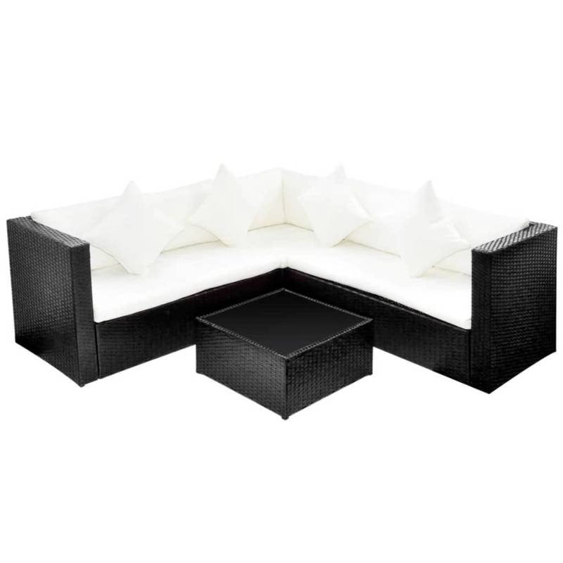 vidaXL 4-tlg Garten-Lounge-Set mit Auflagen Poly Rattan Schwarz Modell 13 von VIDAXL