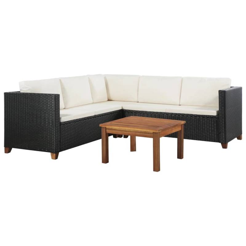 vidaXL 4-tlg Garten-Lounge-Set mit Auflagen Poly Rattan Schwarz Modell 21 von VIDAXL