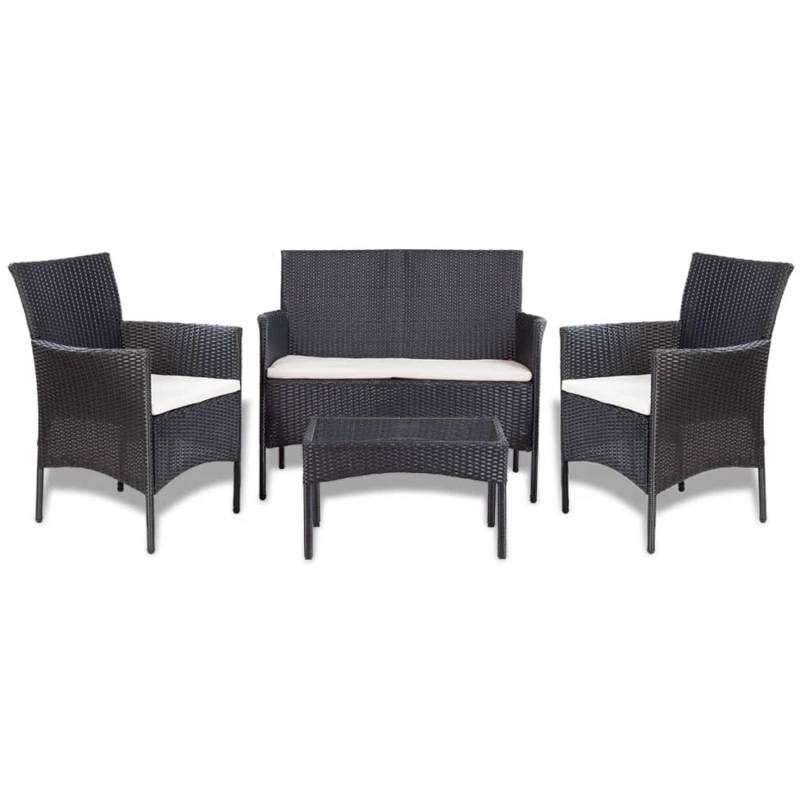 vidaXL 4-tlg Garten-Lounge-Set mit Auflagen Poly Rattan Schwarz Modell 22 von VIDAXL