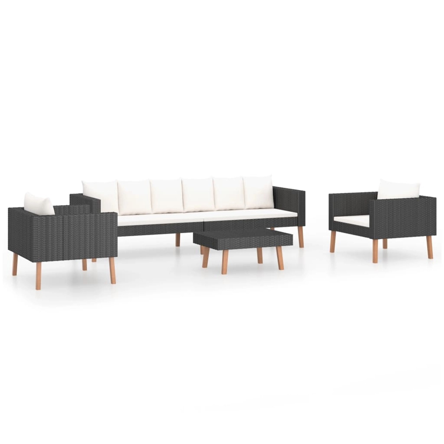 vidaXL 4-tlg Garten-Lounge-Set mit Auflagen Poly Rattan Schwarz Modell 3 vidaXL 4-tlg Garten-Lounge-Set mit Auflagen Poly Rattan Schwarz Modell 3 von VIDAXL