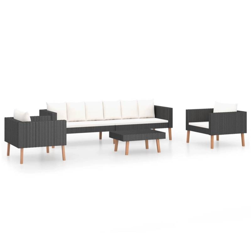 vidaXL 4-tlg Garten-Lounge-Set mit Auflagen Poly Rattan Schwarz Modell 3 von VIDAXL