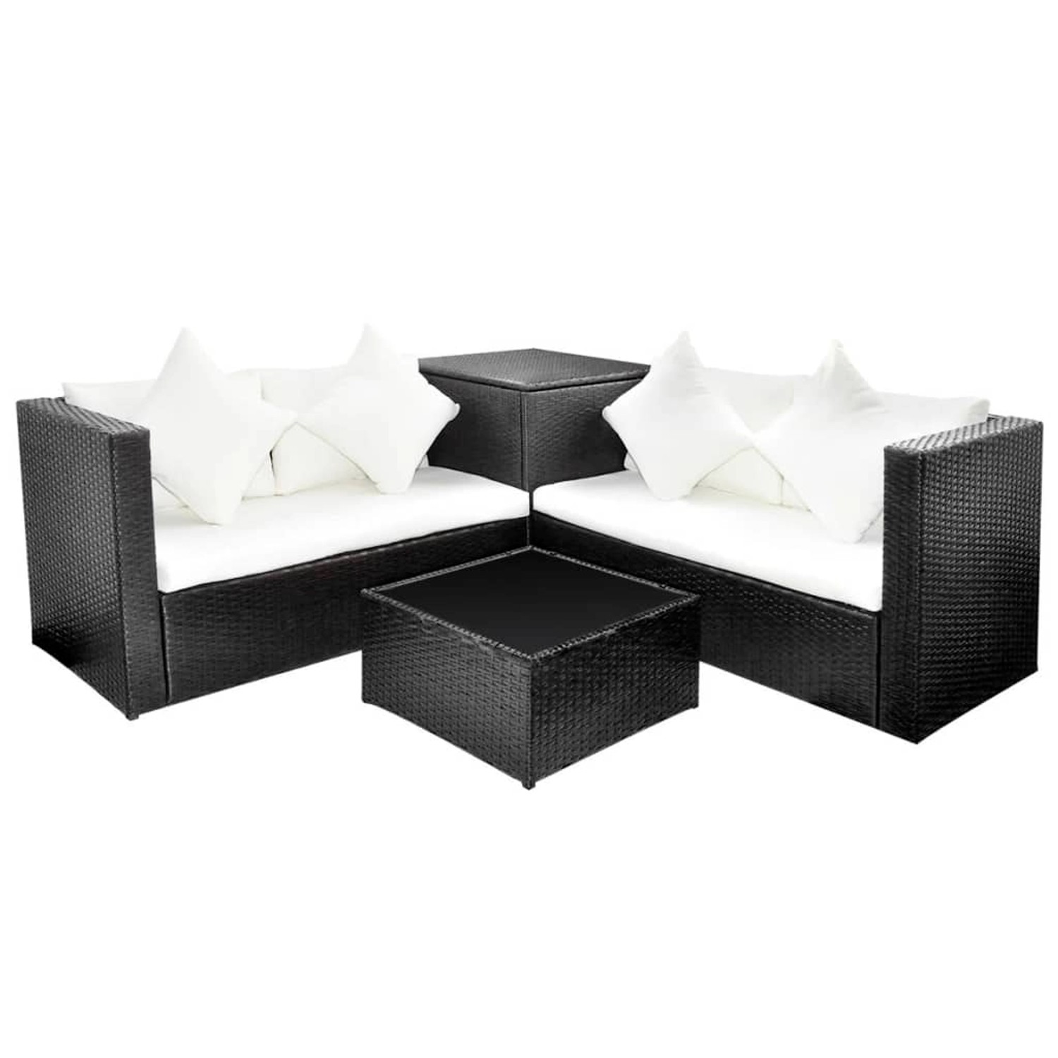 vidaXL 4-tlg Garten-Lounge-Set mit Auflagen Poly Rattan Schwarz Modell 32 vidaXL 4-tlg Garten-Lounge-Set mit Auflagen Poly Rattan Schwarz Modell 32 von VIDAXL