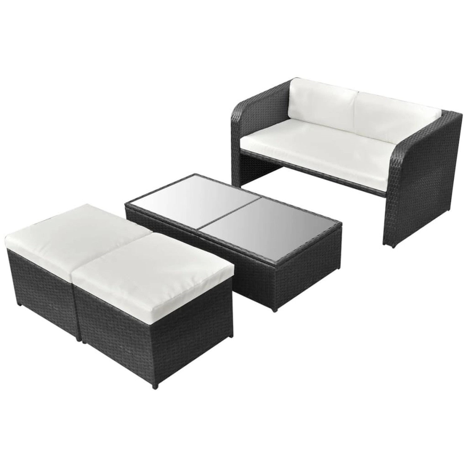 vidaXL 4-tlg Garten-Lounge-Set mit Auflagen Poly Rattan Schwarz Modell 8 vidaXL 4-tlg Garten-Lounge-Set mit Auflagen Poly Rattan Schwarz Modell 8 von VIDAXL