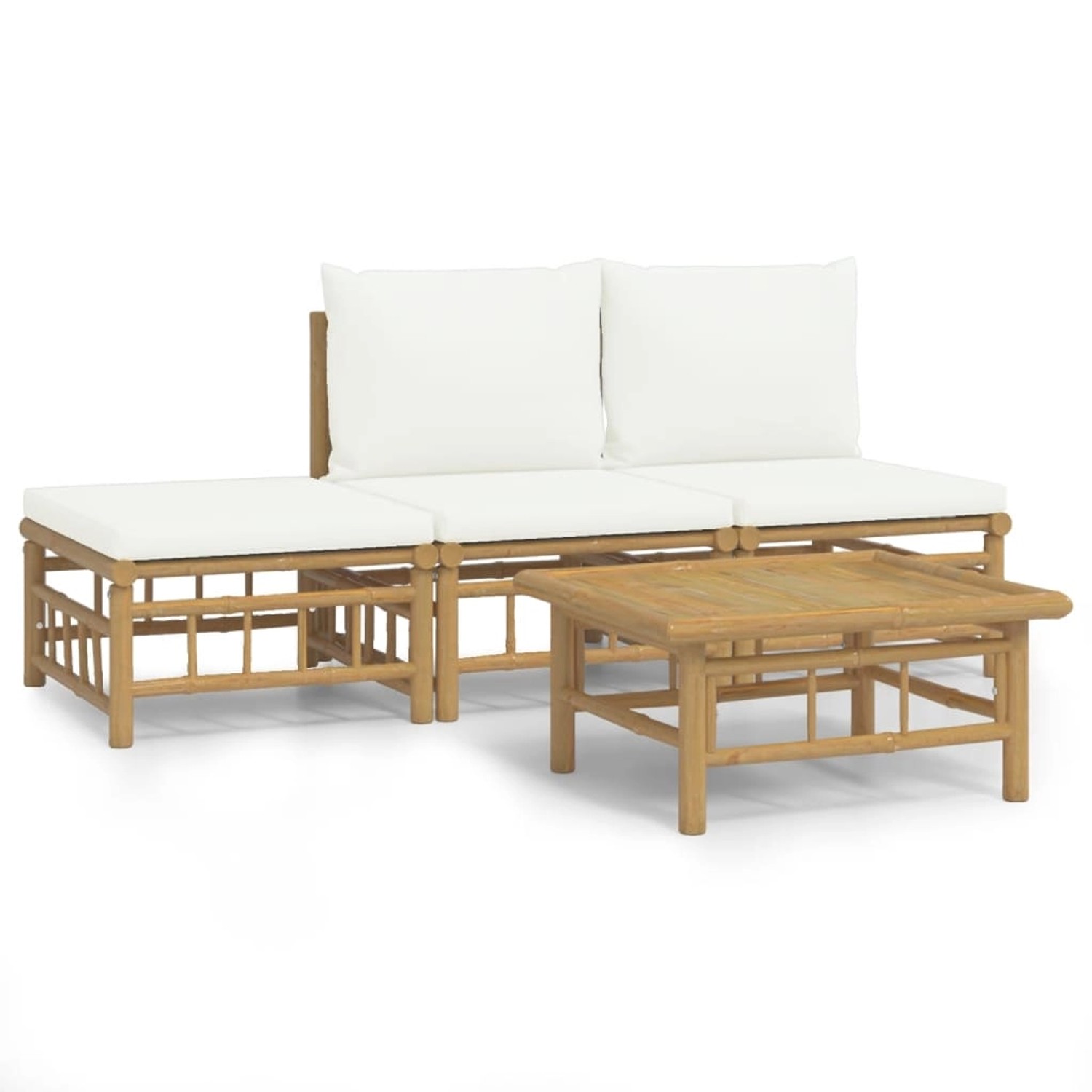 vidaXL 4-tlg Garten-Lounge-Set mit CremeWeißen Kissen Bambus Modell 5 vidaXL 4-tlg Garten-Lounge-Set mit CremeWeißen Kissen Bambus Modell 5 von VIDAXL