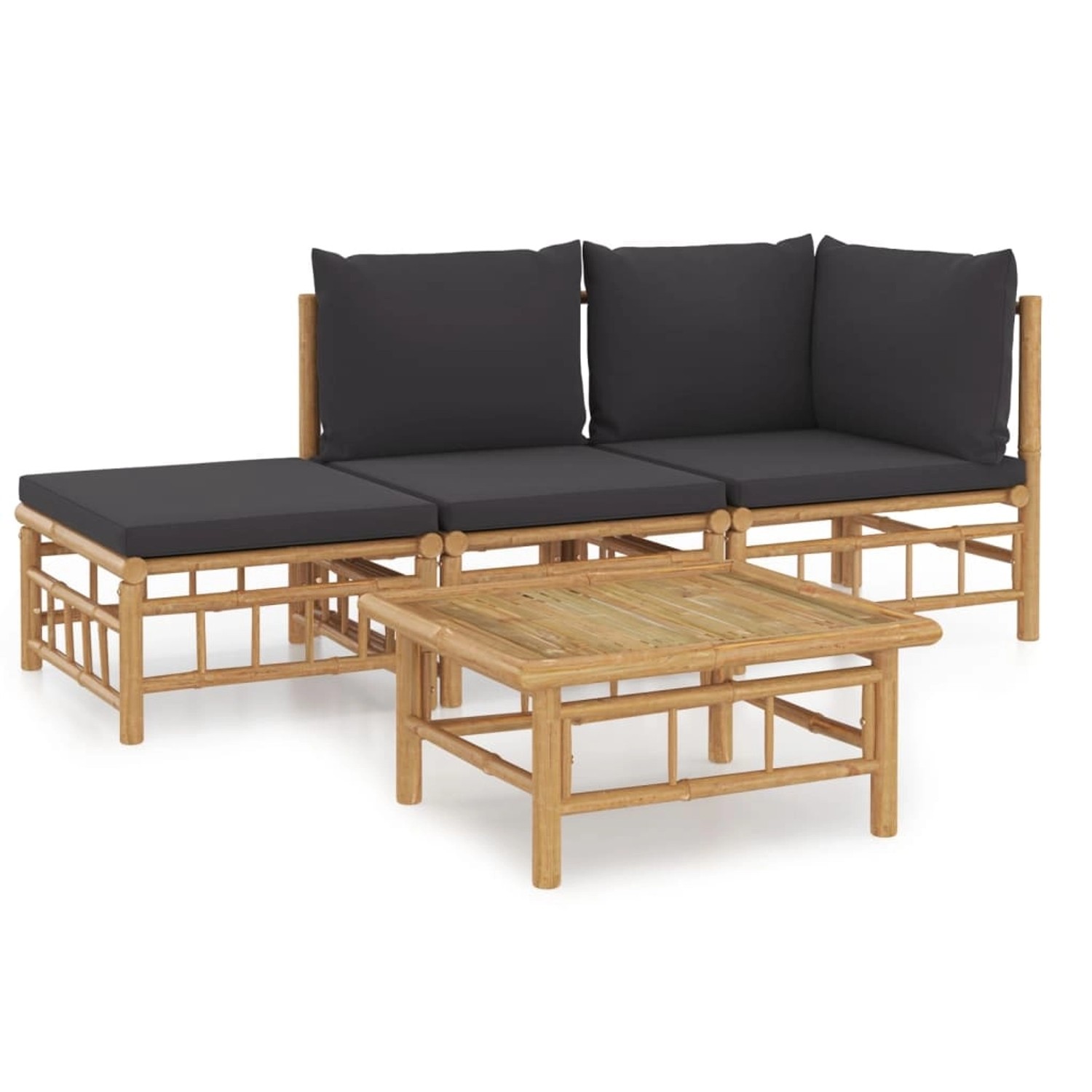 vidaXL 4-tlg Garten-Lounge-Set mit Dunkelgrauen Kissen Bambus Modell 5 vidaXL 4-tlg Garten-Lounge-Set mit Dunkelgrauen Kissen Bambus Modell 5 von VIDAXL