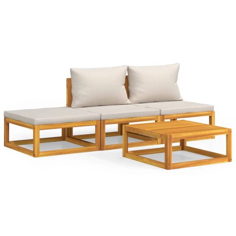 vidaXL 4-tlg Garten-Lounge-Set mit Hellgrauen Kissen Massivholz Modell 3 von VIDAXL