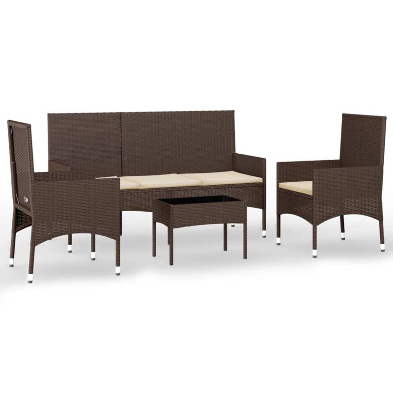 vidaXL 4-tlg Garten-Lounge-Set mit Kissen Braun Poly Rattan Modell 10 von VIDAXL