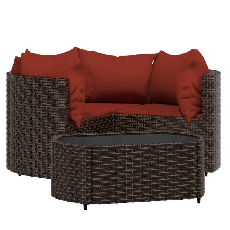 vidaXL 4-tlg Garten-Lounge-Set mit Kissen Braun Poly Rattan Modell 12 von VIDAXL