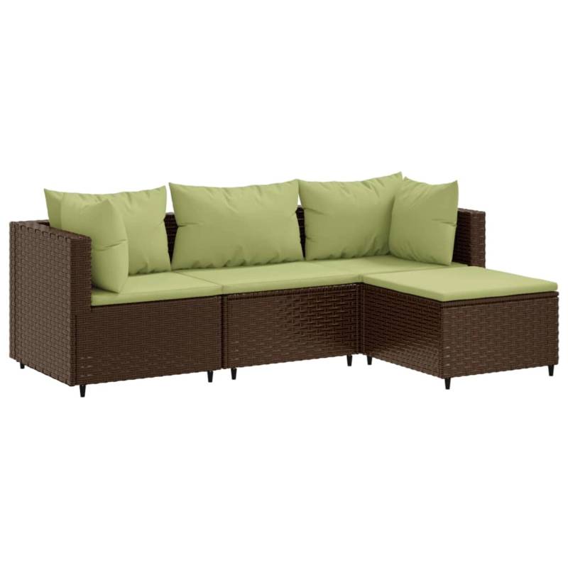 vidaXL 4-tlg Garten-Lounge-Set mit Kissen Braun Poly Rattan Modell 16 von VIDAXL