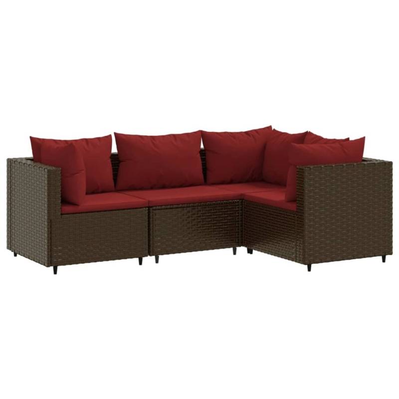 vidaXL 4-tlg Garten-Lounge-Set mit Kissen Braun Poly Rattan Modell 17 von VIDAXL