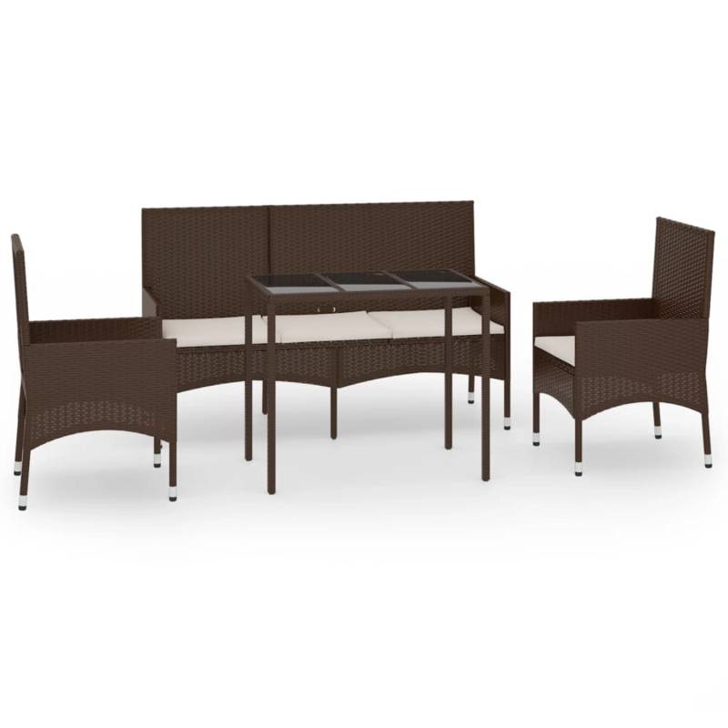 vidaXL 4-tlg Garten-Lounge-Set mit Kissen Braun Poly Rattan Modell 7 von VIDAXL