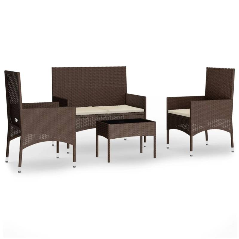 vidaXL 4-tlg Garten-Lounge-Set mit Kissen Braun Poly Rattan Modell 9 von VIDAXL