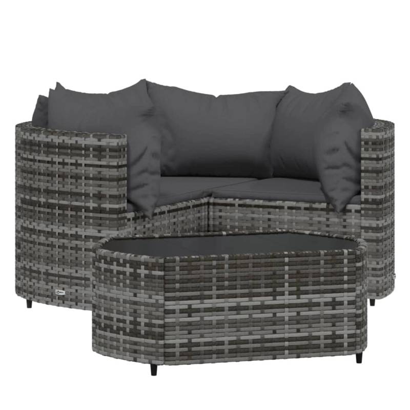 vidaXL 4-tlg Garten-Lounge-Set mit Kissen Grau Poly Rattan Modell 16 von VIDAXL