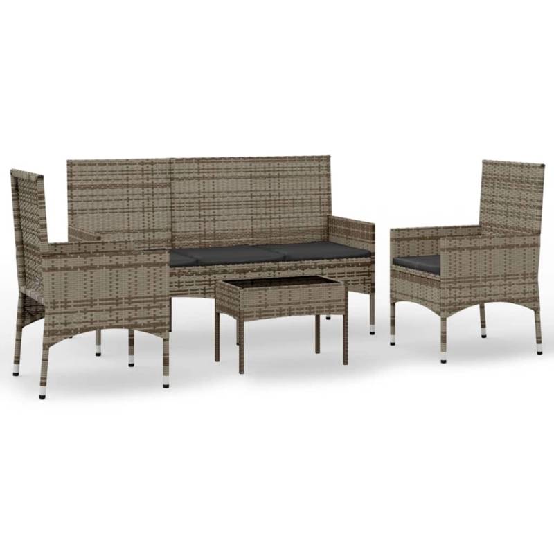 vidaXL 4-tlg Garten-Lounge-Set mit Kissen Grau Poly Rattan Modell 23 von VIDAXL