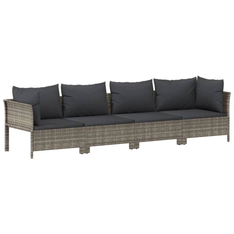 vidaXL 4-tlg Garten-Lounge-Set mit Kissen Grau Poly Rattan Modell 25 von VIDAXL