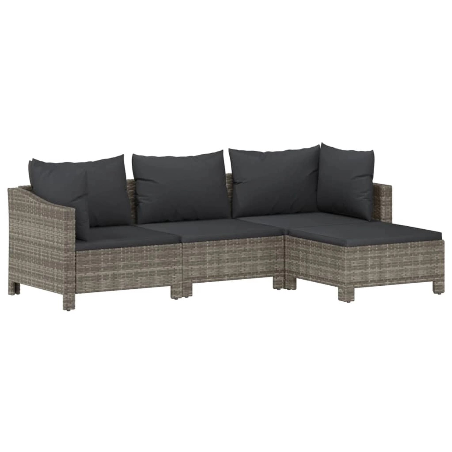 vidaXL 4-tlg Garten-Lounge-Set mit Kissen Grau Poly Rattan Modell 26 von VIDAXL