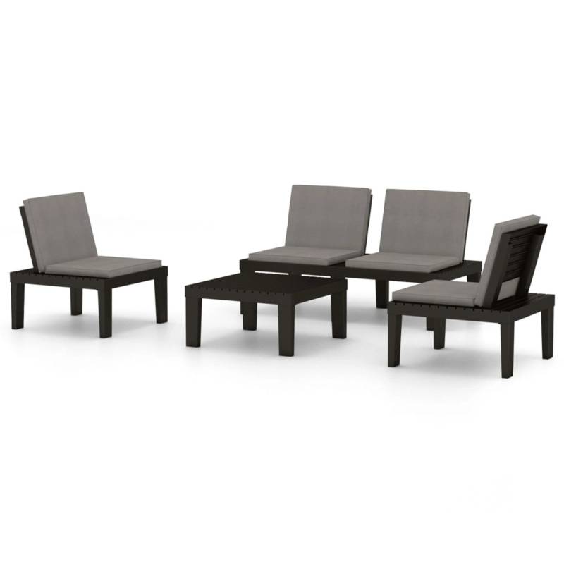 vidaXL 4-tlg Garten-Lounge-Set mit Kissen Kunststoff Grau Modell 1 von VIDAXL