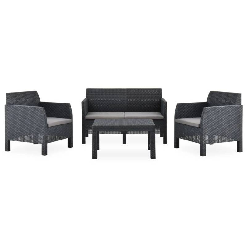 vidaXL 4-tlg Garten-Lounge-Set mit Kissen PP Rattan Anthrazit Modell 1 von VIDAXL