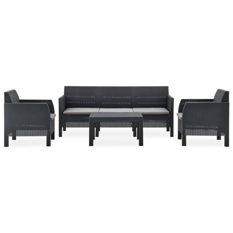 vidaXL 4-tlg Garten-Lounge-Set mit Kissen PP Rattan Anthrazit Modell 2 von VIDAXL