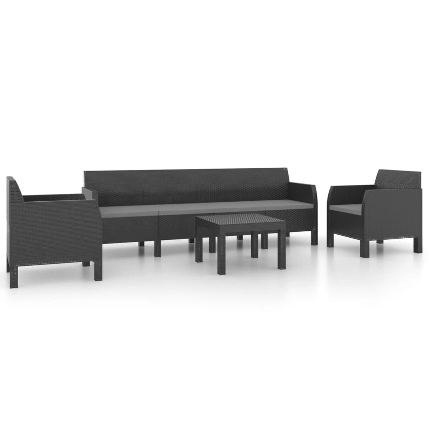 vidaXL 4-tlg Garten-Lounge-Set mit Kissen PP Rattan Anthrazit Modell 3 vidaXL 4-tlg Garten-Lounge-Set mit Kissen PP Rattan Anthrazit Modell 3 von VIDAXL