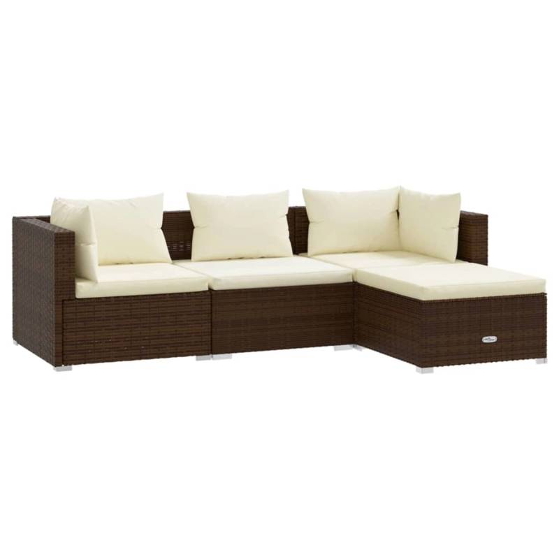 vidaXL 4-tlg Garten-Lounge-Set mit Kissen Poly Rattan Braun Modell 12 von VIDAXL