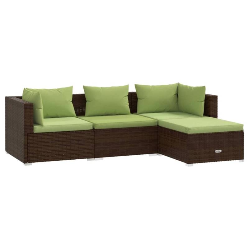 vidaXL 4-tlg Garten-Lounge-Set mit Kissen Poly Rattan Braun Modell 14 von VIDAXL