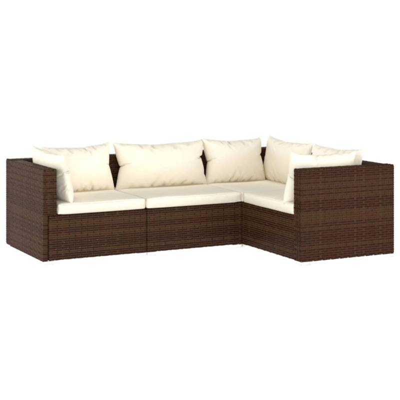 vidaXL 4-tlg Garten-Lounge-Set mit Kissen Poly Rattan Braun Modell 15 von VIDAXL