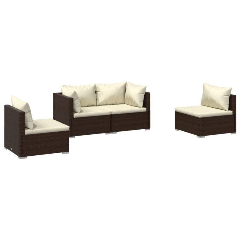 vidaXL 4-tlg Garten-Lounge-Set mit Kissen Poly Rattan Braun Modell 18 von VIDAXL