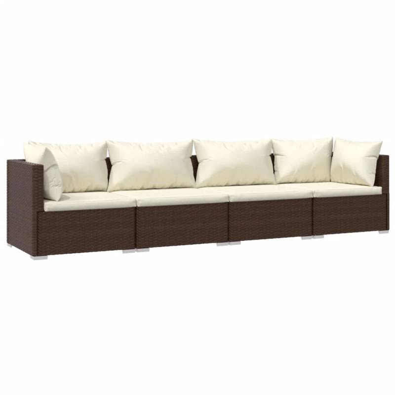 vidaXL 4-tlg Garten-Lounge-Set mit Kissen Poly Rattan Braun Modell 6 von VIDAXL