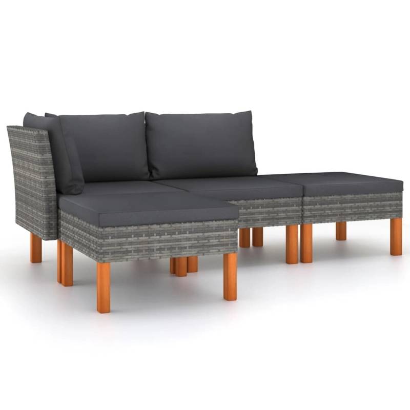 vidaXL 4-tlg Garten-Lounge-Set mit Kissen Poly Rattan Grau Modell 1 von VIDAXL