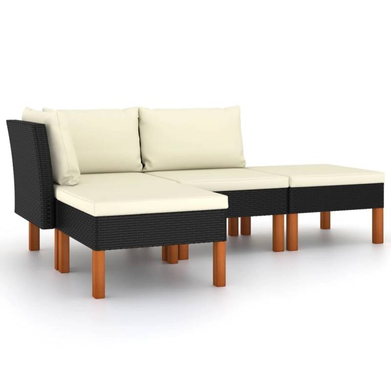 vidaXL 4-tlg Garten-Lounge-Set mit Kissen Poly Rattan Schwarz Modell 1 von VIDAXL