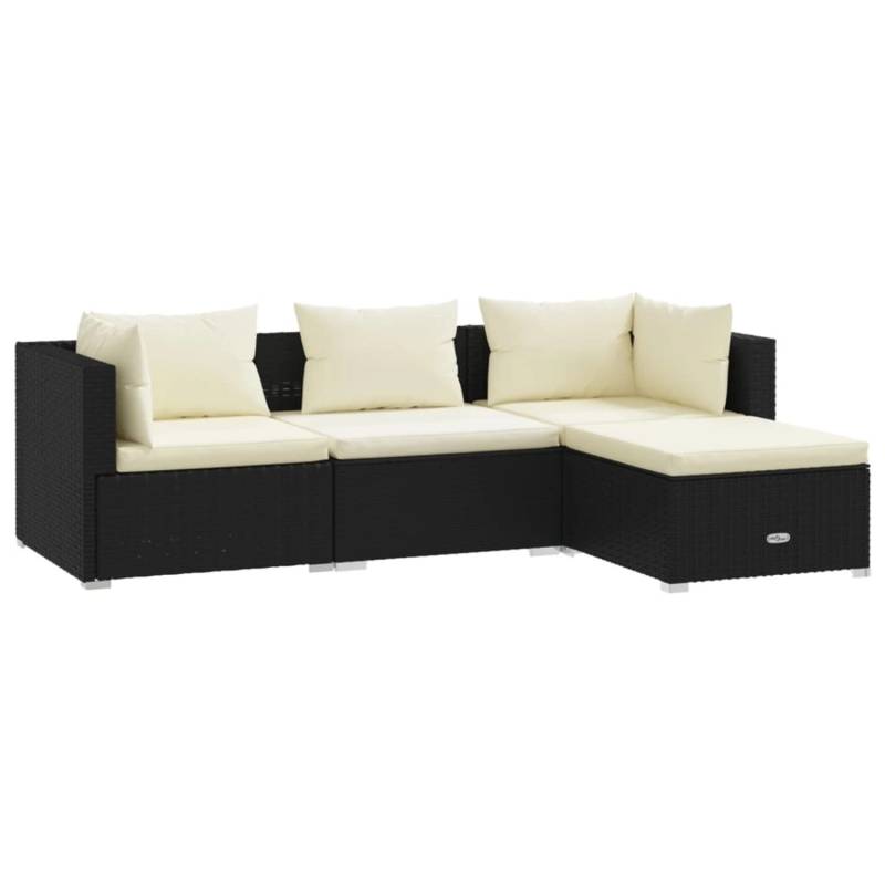 vidaXL 4-tlg Garten-Lounge-Set mit Kissen Poly Rattan Schwarz Modell 13 von VIDAXL