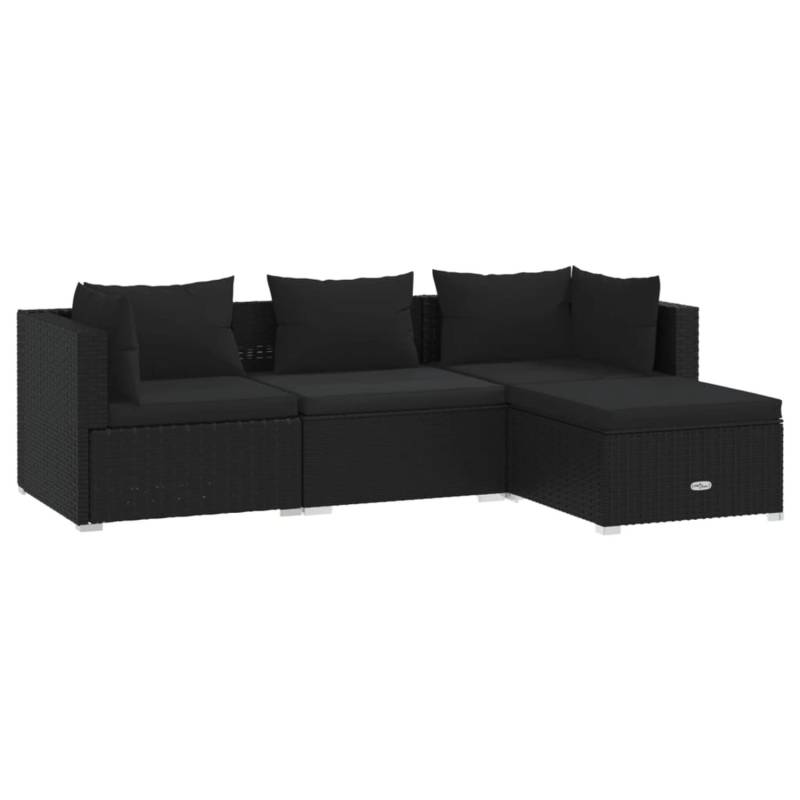 vidaXL 4-tlg Garten-Lounge-Set mit Kissen Poly Rattan Schwarz Modell 14 von VIDAXL