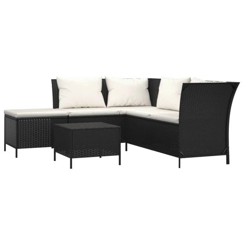 vidaXL 4-tlg Garten-Lounge-Set mit Kissen Schwarz Poly Rattan Modell 6 von VIDAXL