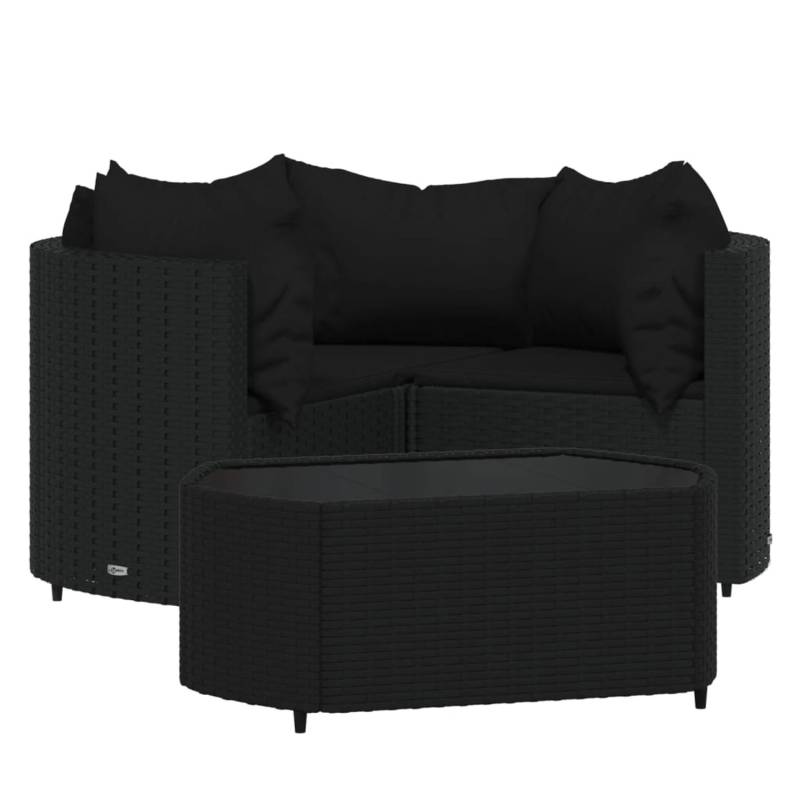 vidaXL 4-tlg Garten-Lounge-Set mit Kissen Schwarz Poly Rattan Modell 9 von VIDAXL
