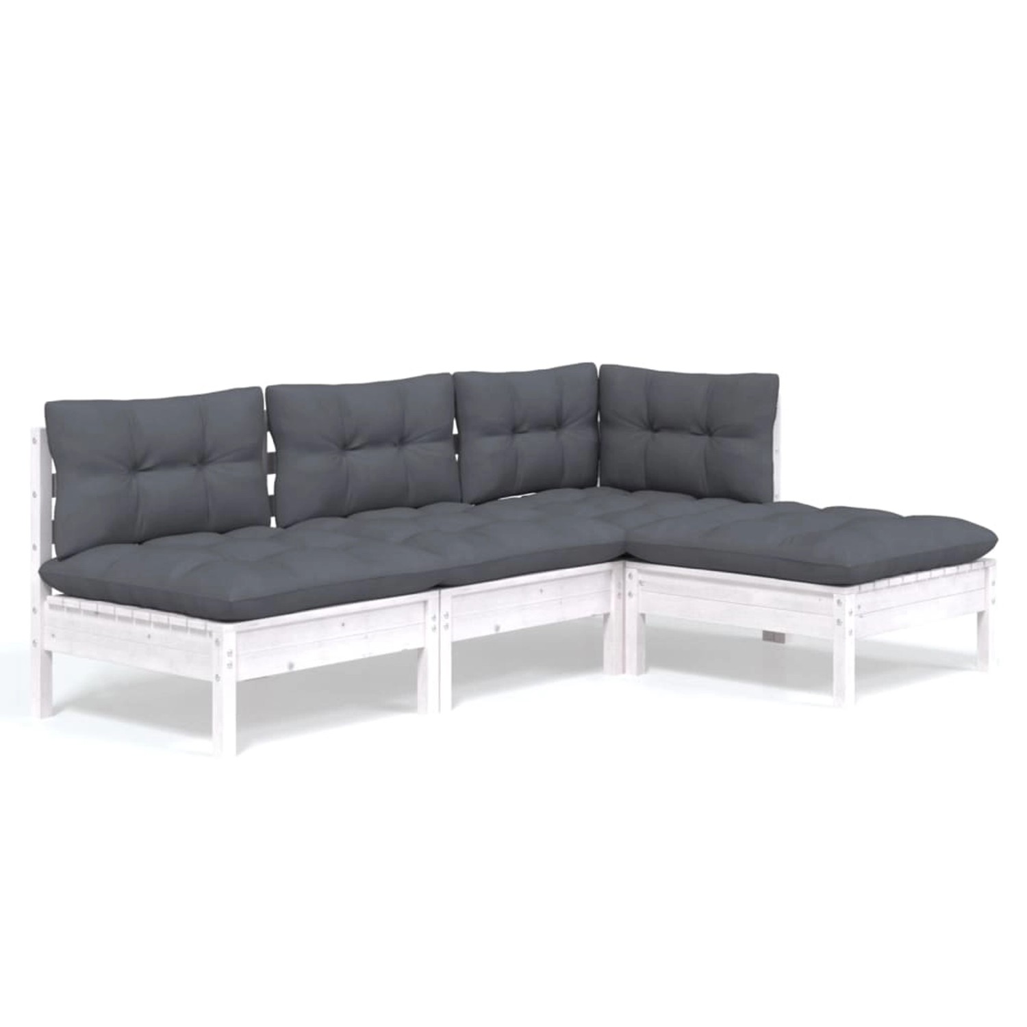 vidaXL 4-tlg Garten-Lounge-Set mit Kissen Weiß Kiefernholz Modell 1 vidaXL 4-tlg Garten-Lounge-Set mit Kissen Weiß Kiefernholz Modell 1 von VIDAXL