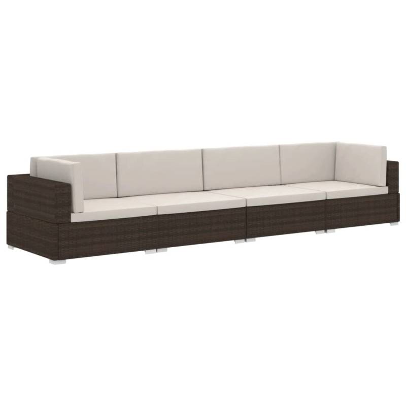 vidaXL 4-tlg Garten-Sofagarnitur mit Auflagen Poly Rattan Braun von VIDAXL