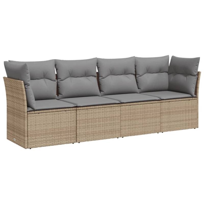 vidaXL 4-tlg Garten-Sofagarnitur mit Kissen Beige Poly Rattan Modell 25 von VIDAXL