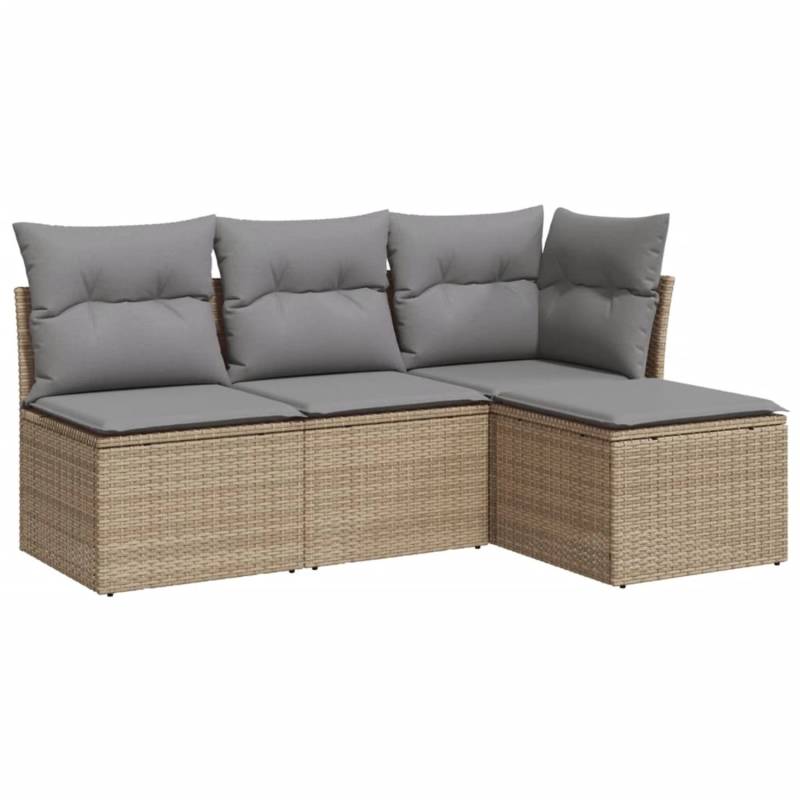 vidaXL 4-tlg Garten-Sofagarnitur mit Kissen Beige Poly Rattan Modell 40 von VIDAXL