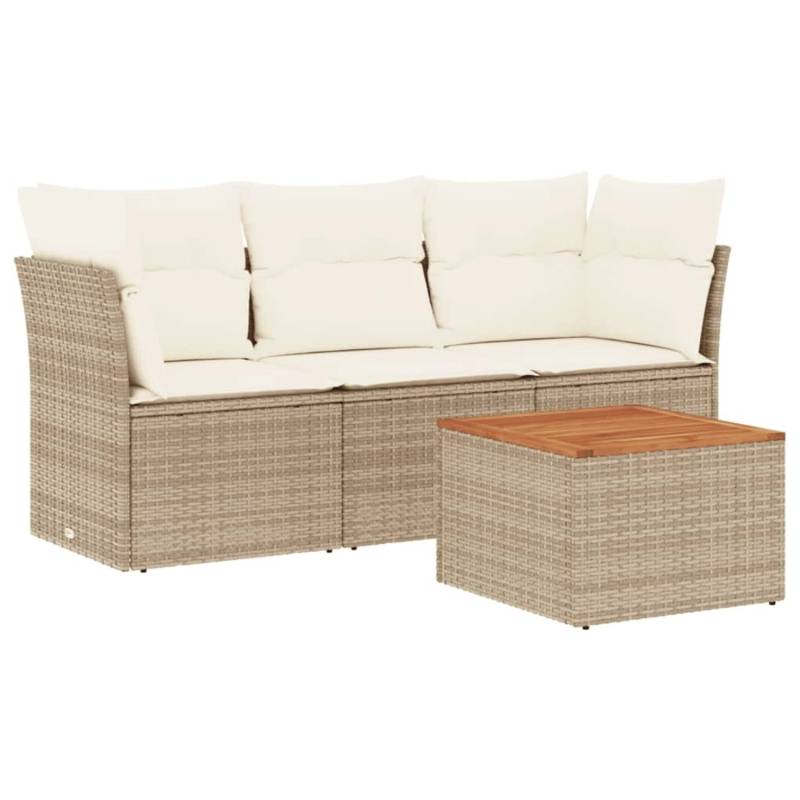 vidaXL 4-tlg Garten-Sofagarnitur mit Kissen Beige Poly Rattan Modell 58 von VIDAXL