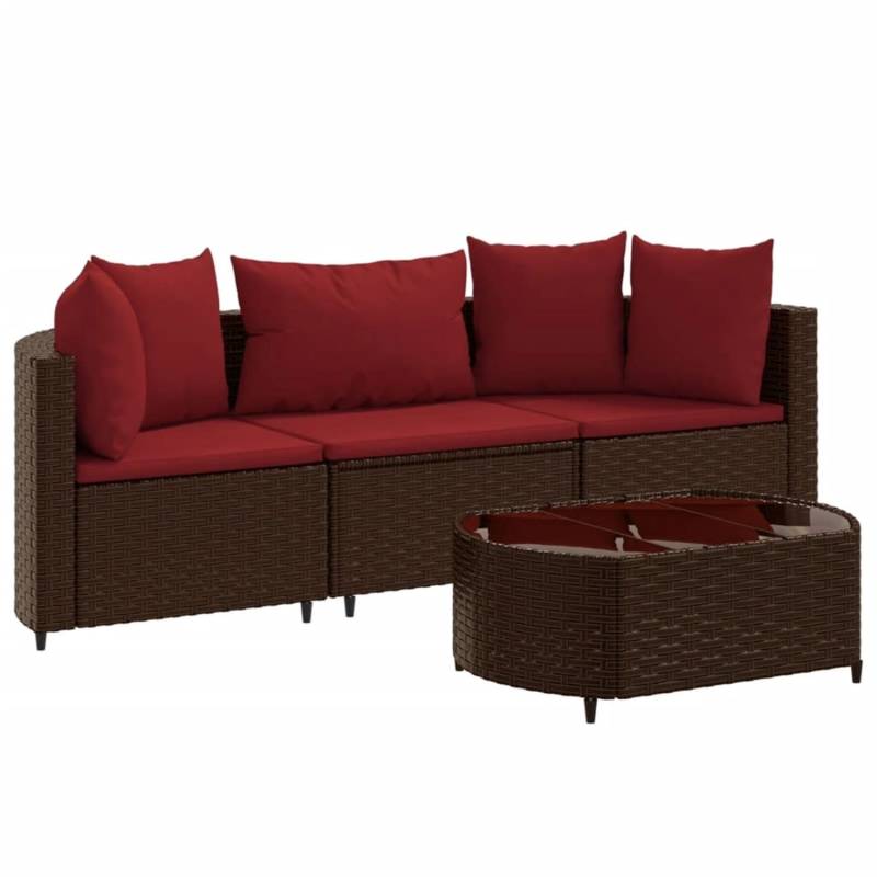 vidaXL 4-tlg Garten-Sofagarnitur mit Kissen Braun Poly Rattan Modell 4 von VIDAXL