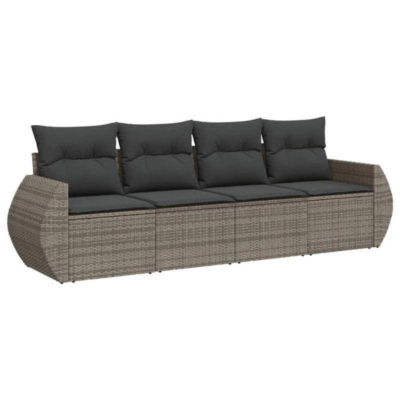 vidaXL 4-tlg Garten-Sofagarnitur mit Kissen Grau Poly Rattan Modell 15 von VIDAXL