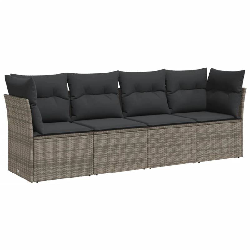 vidaXL 4-tlg Garten-Sofagarnitur mit Kissen Grau Poly Rattan Modell 18 von VIDAXL