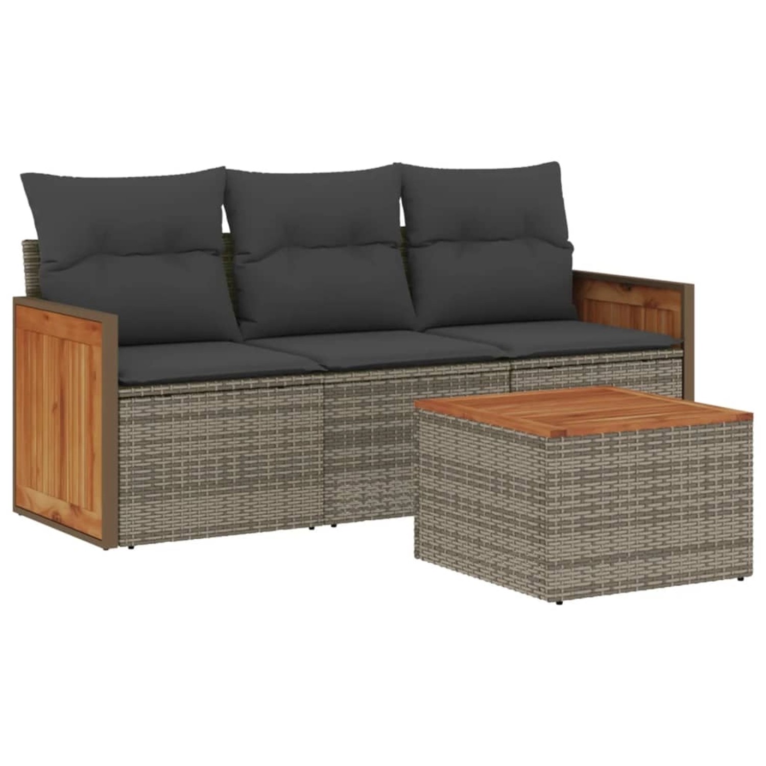 vidaXL 4-tlg Garten-Sofagarnitur mit Kissen Grau Poly Rattan Modell 27 vidaXL 4-tlg Garten-Sofagarnitur mit Kissen Grau Poly Rattan Modell 27 von VIDAXL