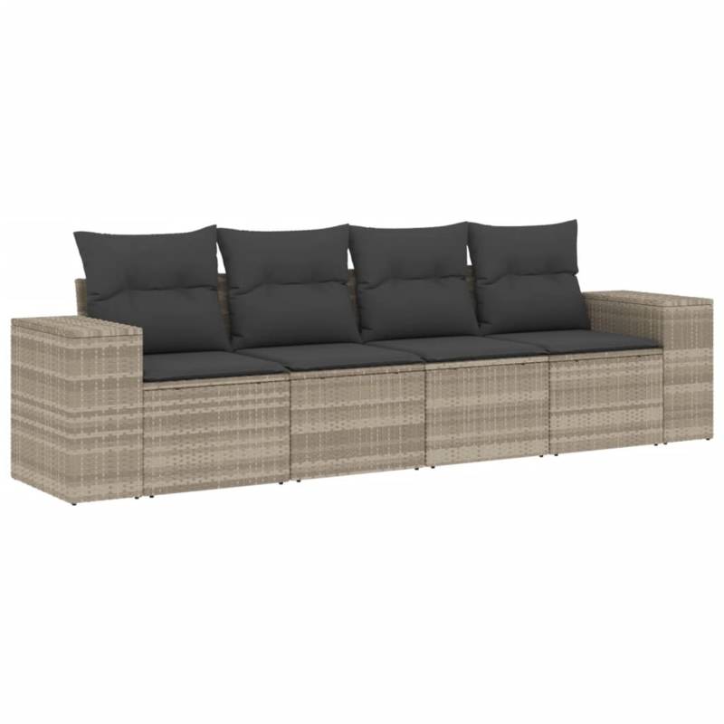 vidaXL 4-tlg Garten-Sofagarnitur mit Kissen Hellgrau Poly Rattan Modell 10 von VIDAXL
