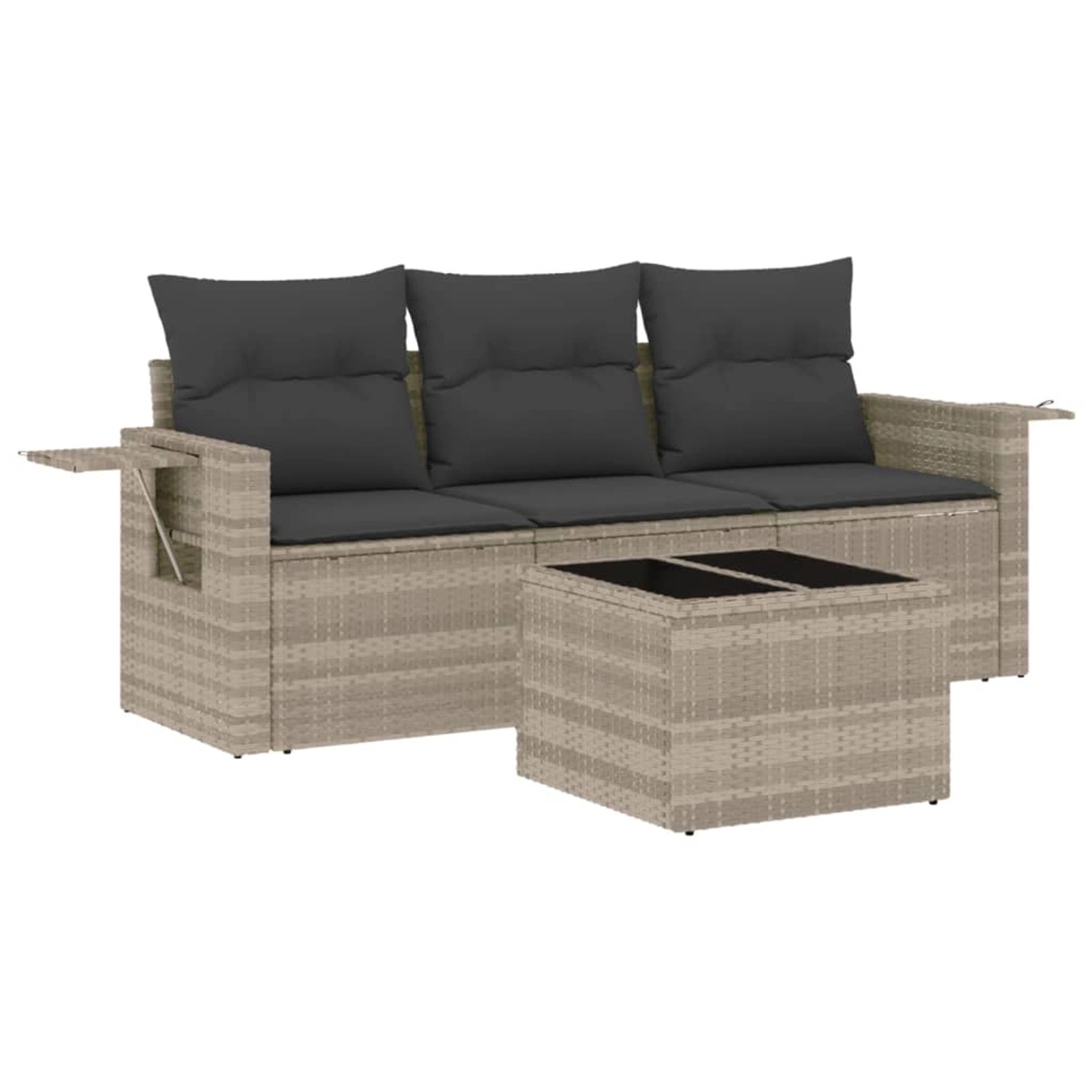 vidaXL 4-tlg Garten-Sofagarnitur mit Kissen Hellgrau Poly Rattan Modell 16 vidaXL 4-tlg Garten-Sofagarnitur mit Kissen Hellgrau Poly Rattan Modell 16 von VIDAXL