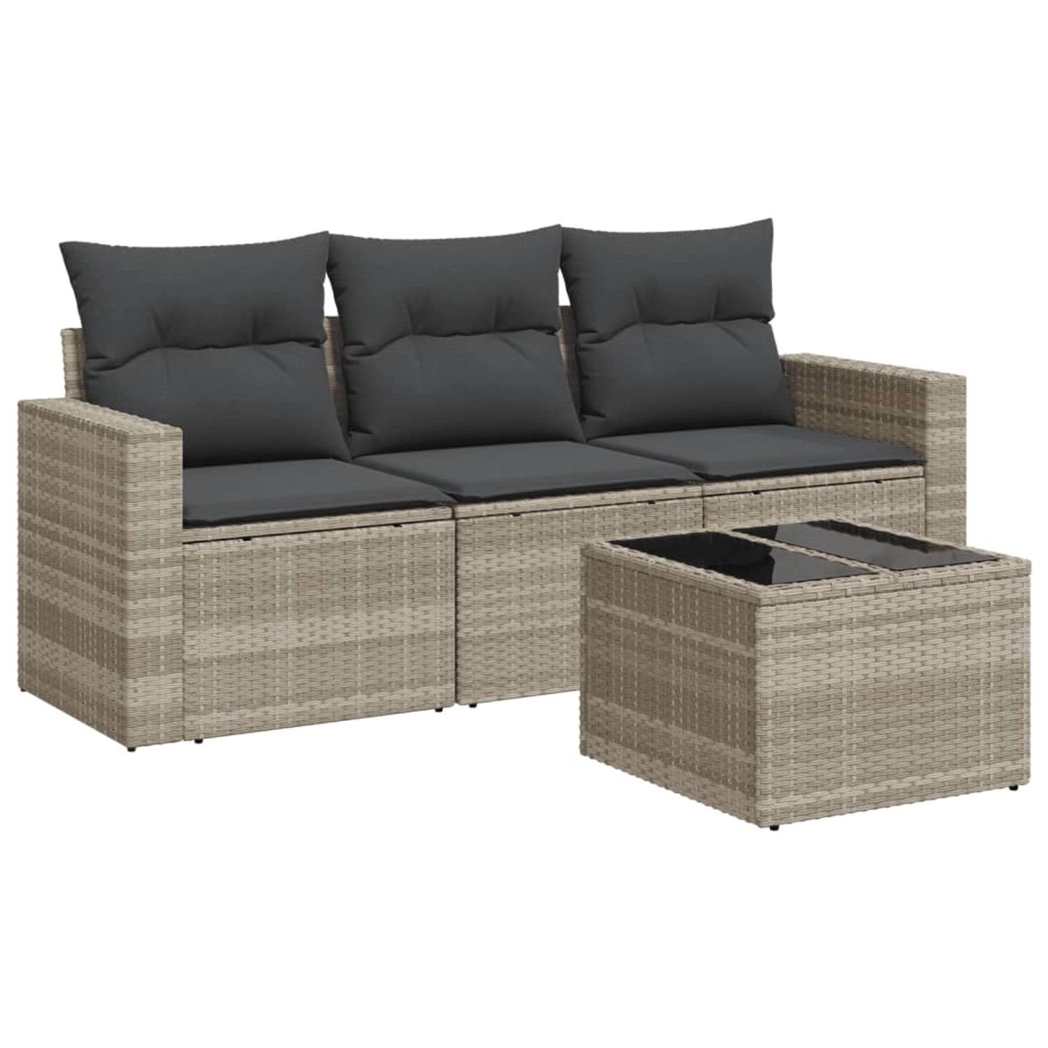 vidaXL 4-tlg Garten-Sofagarnitur mit Kissen Hellgrau Poly Rattan Modell 2 vidaXL 4-tlg Garten-Sofagarnitur mit Kissen Hellgrau Poly Rattan Modell 2 von VIDAXL