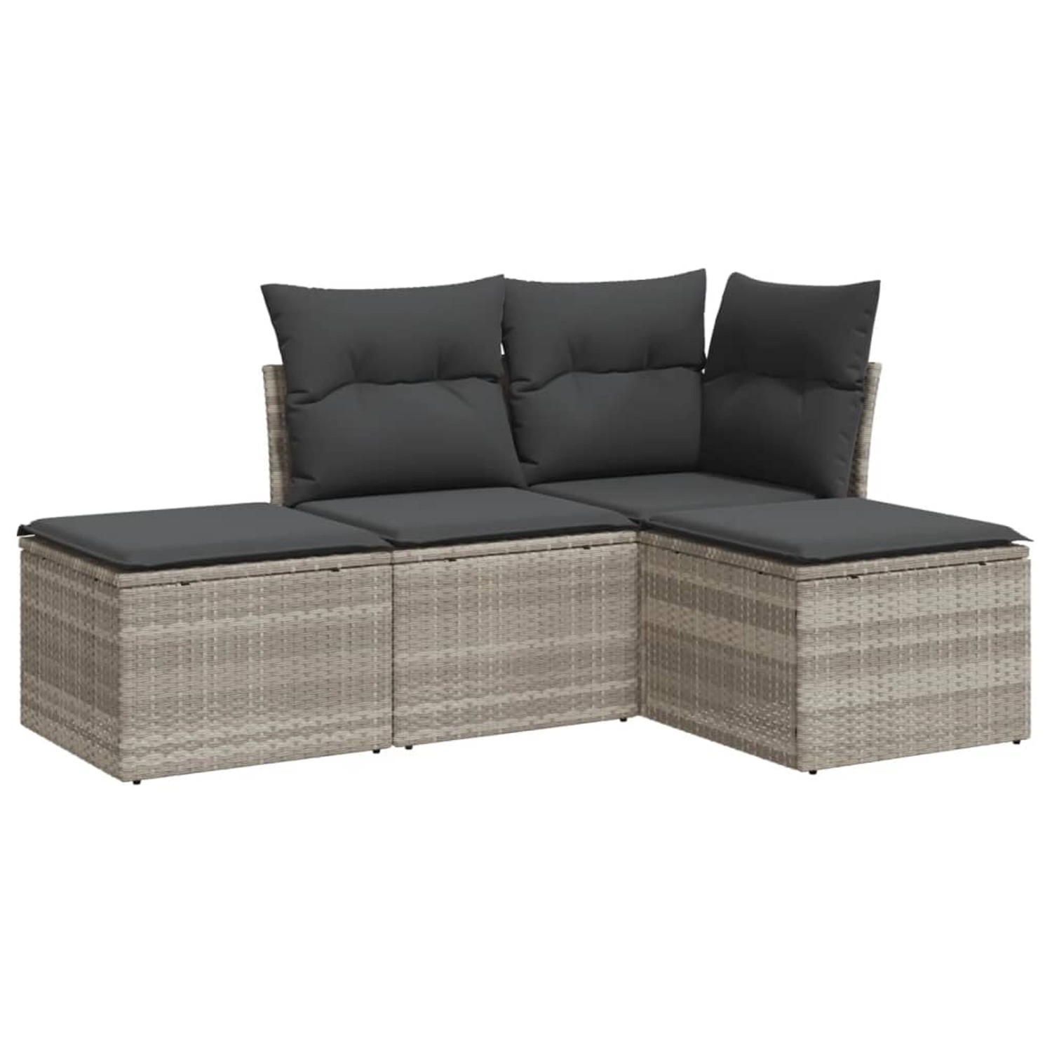 vidaXL 4-tlg Garten-Sofagarnitur mit Kissen Hellgrau Poly Rattan Modell 4 vidaXL 4-tlg Garten-Sofagarnitur mit Kissen Hellgrau Poly Rattan Modell 4 von VIDAXL